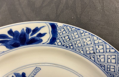 Two Chinese blue and white plates, Kangxi mark and of the period